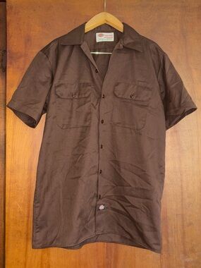Dickies Brown Short Sleeve Button-Down Work Shirt